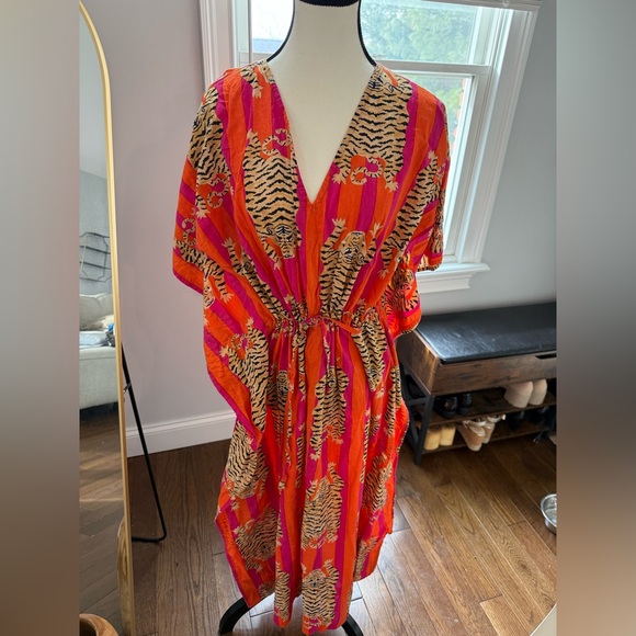 Dresses & Skirts - Vibrant Tiger Print Orange Kaftan Dress One Size